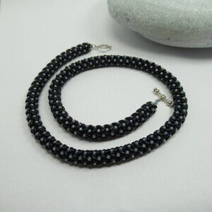 Herringbone woven mini duo necklace